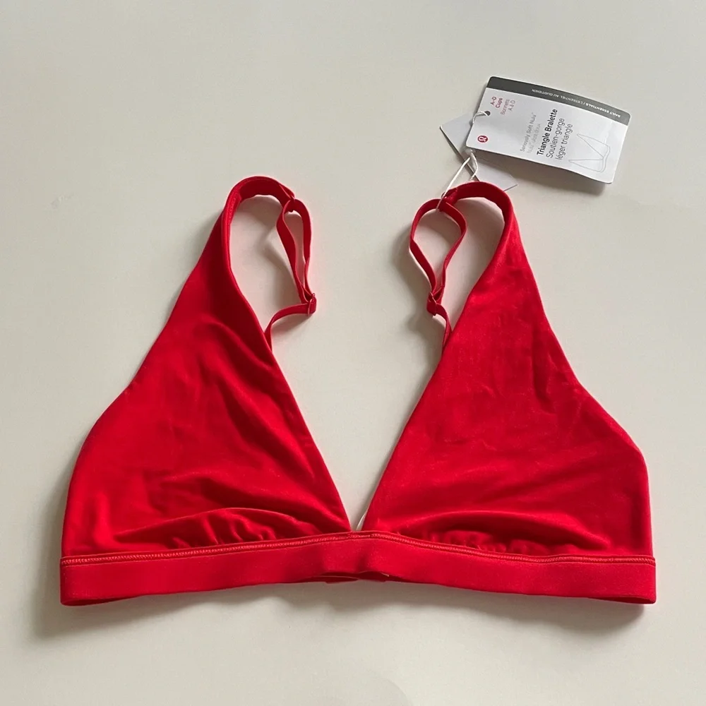 Lululemon Triangle Bralette Soft Nulu Red Wireless Non-Padded Bra